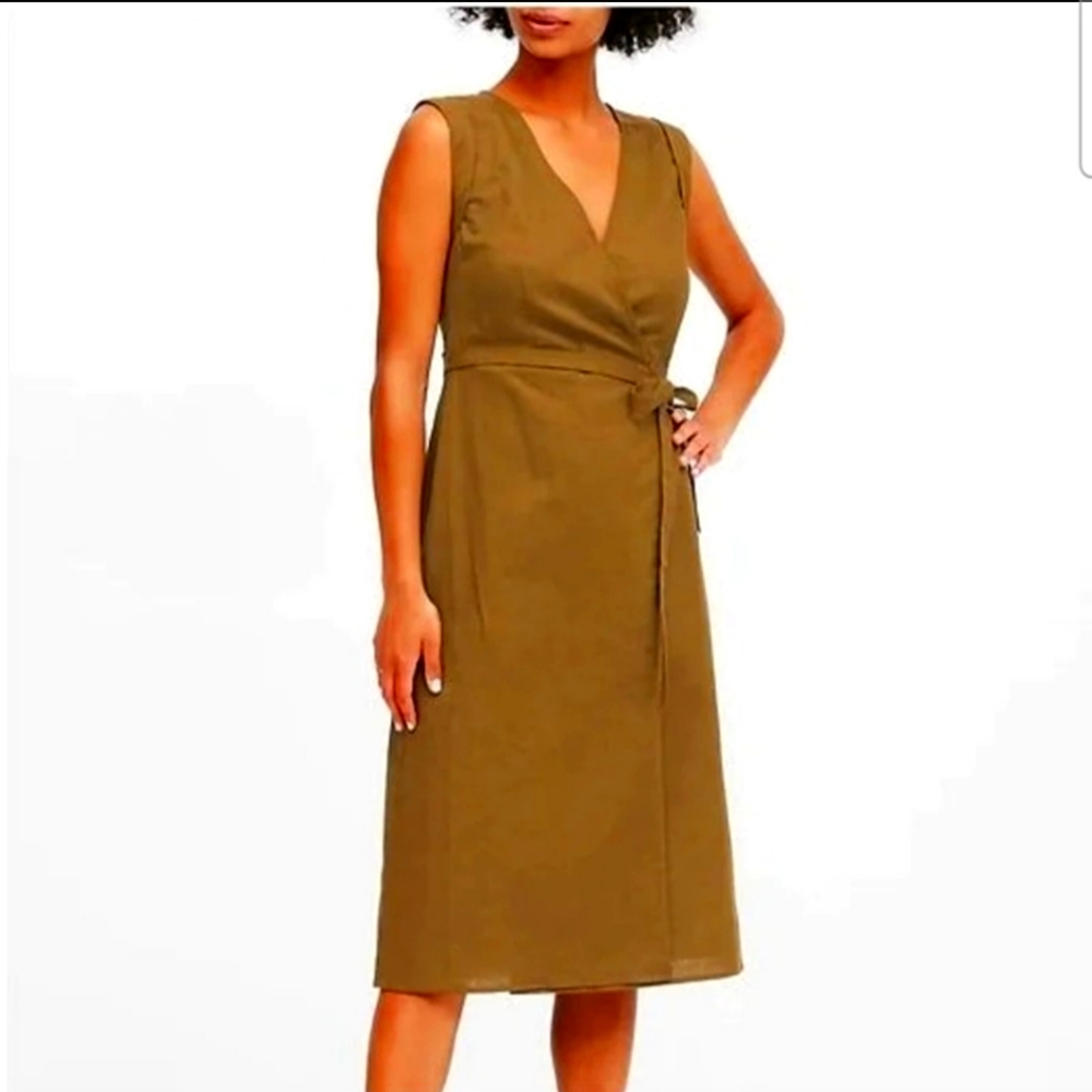 🚘BANANA REPUBLIC Brown Sleeveless Wrap Midi Dress